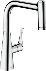 Hansgrohe 73800800 M7116-H220 Jednouchwytowa bateria kuchenna 220 wyciągana wylewka 2jet stal szlachetny