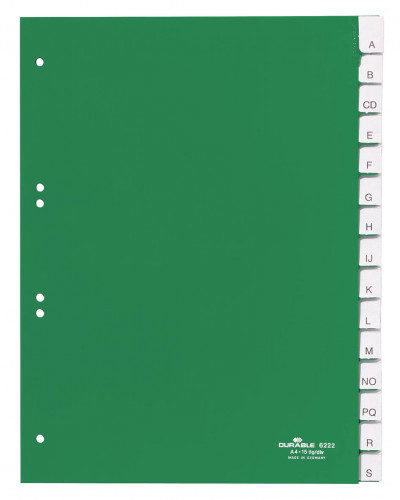 DURABLE Przekładki do segregatora A4 15 stron zielone 6222-05