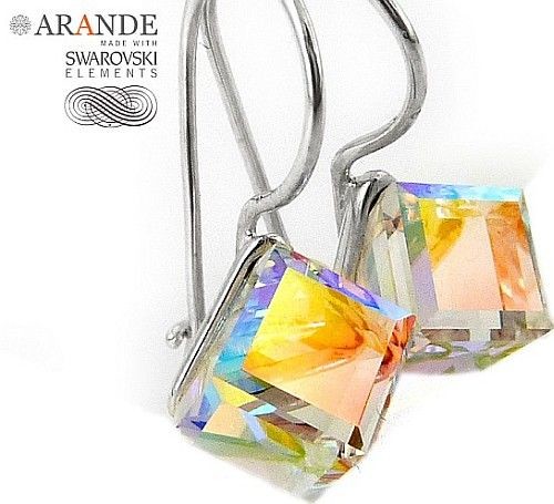 Swarovski KOLCZYKI AURORA CUBE SREBRO