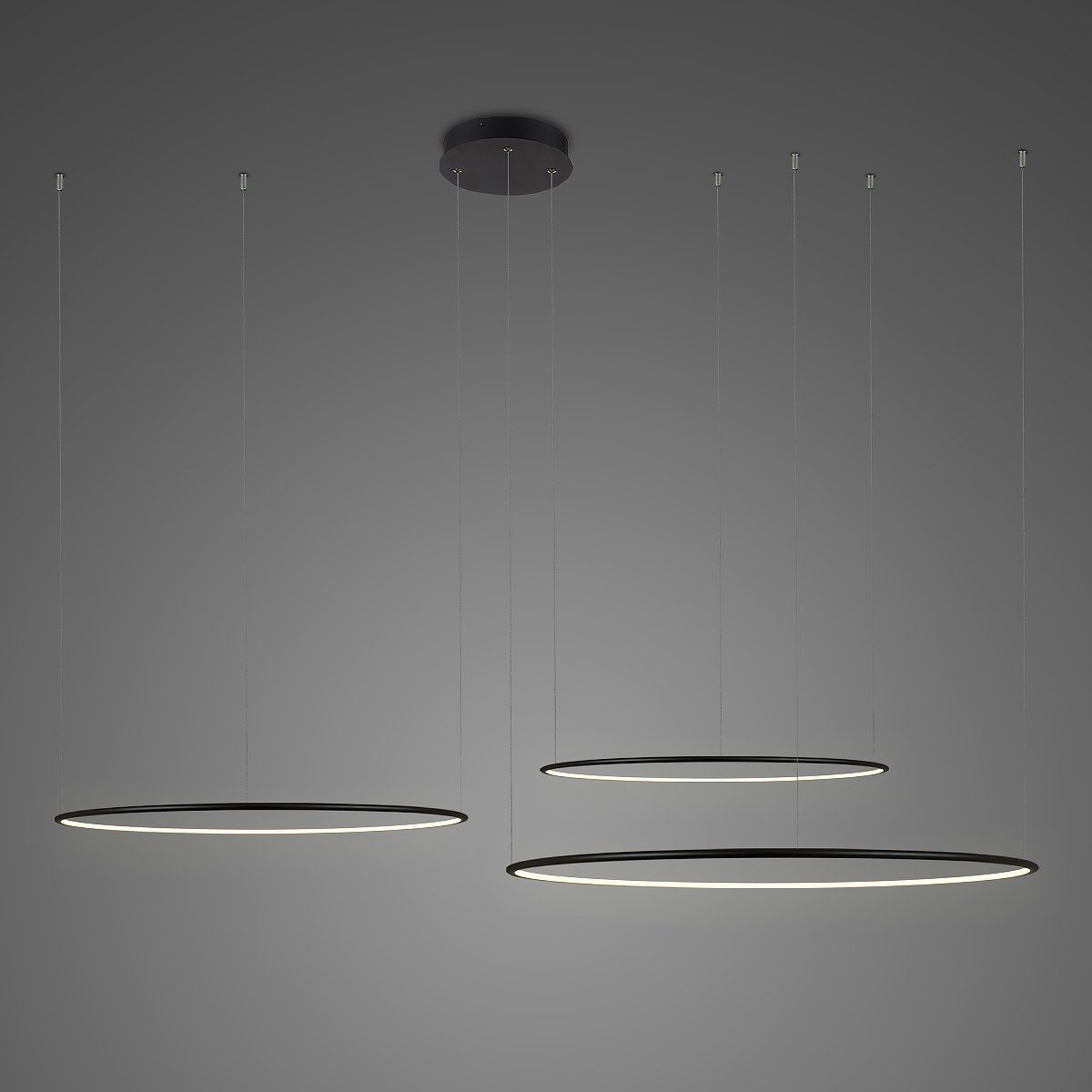 Altavola Design Lampa wisząca Nowoczesna lampa wisząca LED czarna Altavola Ledowe okręgi okręgi LED LA075/CO3_80_in_3k_black_dimm LA075/CO3_80_in_3k_black_dimm