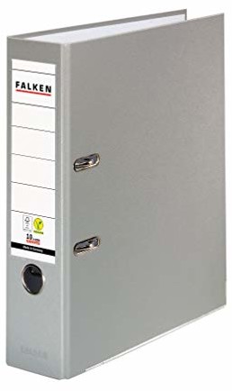 FALKEN Falken PP-Color segregator dźwigniowy A4 szeroki 8 cm szary. Wyprodukowano w Niemczech. Teczka wegańska Segregator Wegański Vegan Segregator szczelinowy Segregator z mechanizmem 09984022