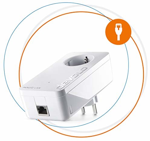 Devolo devolo Magic 1 LAN: wydajny adapter uzupełniający Powerline do 1200 Mbit/S do sieci domowej, ze zintegrowanym gniazdkiem, do magicznego Internetu z gniazdka, biały 8410