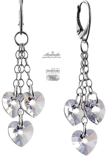 Swarovski długie kolczyki SERCA CERTYFIKAT SREBRO