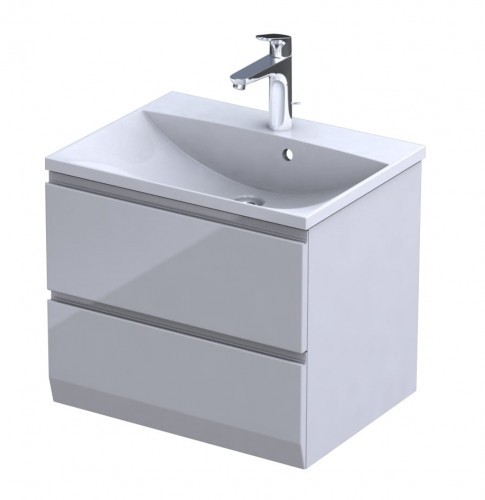 Oristo Szafka wisząca BRYLANT UNI 60 cm z umywalką AMELIA BIAŁY POŁYSK OR36-SD2S-60-1-V3 + UME-AM-60-92
