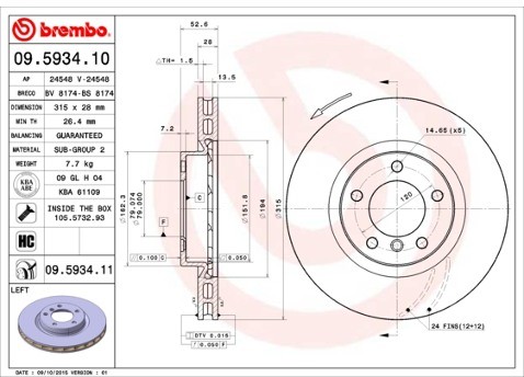 BREMBO Tarcza hamulcowa 09.5934.11