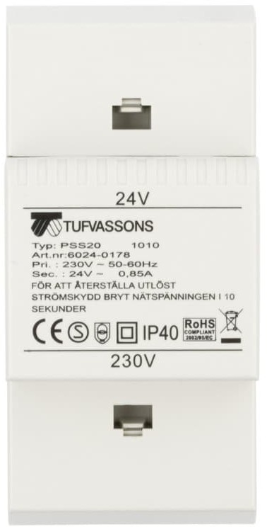 Breve Transformator 1-fazowy modułowy PSS 20VA 230/24V 16024-0178 0178