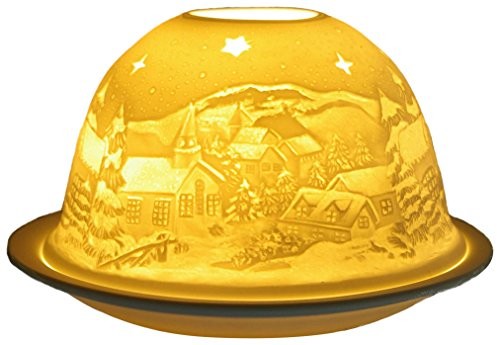 Himmlische Düfte Geschenkartikel GmbH Himmlische Düfte Geschenkartikel DL0078 lampion z porcelany zimowa noc 12 x 12 x 8 cm, kolor biały DL0078