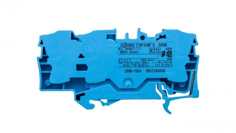 Wago Złączka szynowa 3-przewodowa 6mm2 niebieska 2006-1304 TOPJOBS 2006-1304