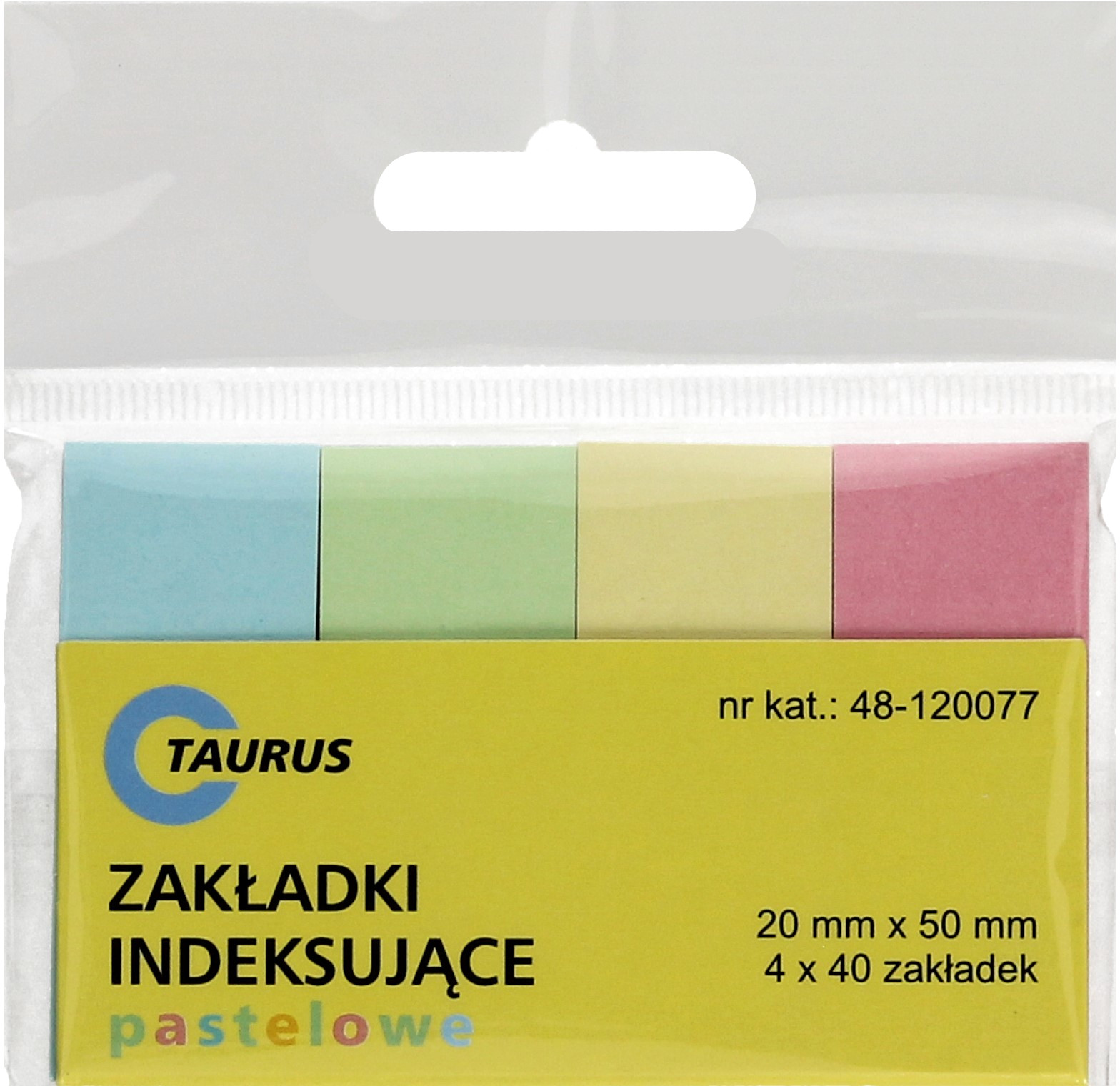 TAURUS Zakładki indeksujące 20x50/40 4kol pastelowe