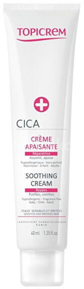 Topicrem Krem regenerujący do skóry podrażnionej CICA Soothing )Cream Soothing ) Objętość 40 ml)