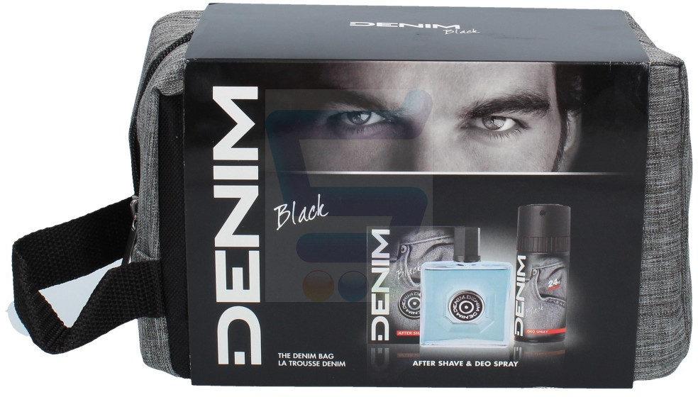 Denim Black Zestaw Kosmetyczka + Dezodorant w sprayu 150 ml + Woda po goleniu 100 ml