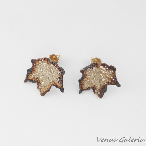 Kolczyki srebrne - Klon mały na sztyftach 157