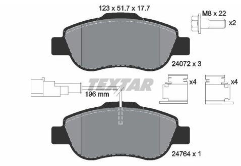 TEXTAR Zestaw klocków hamulcowych, hamulce tarczowe 2407202