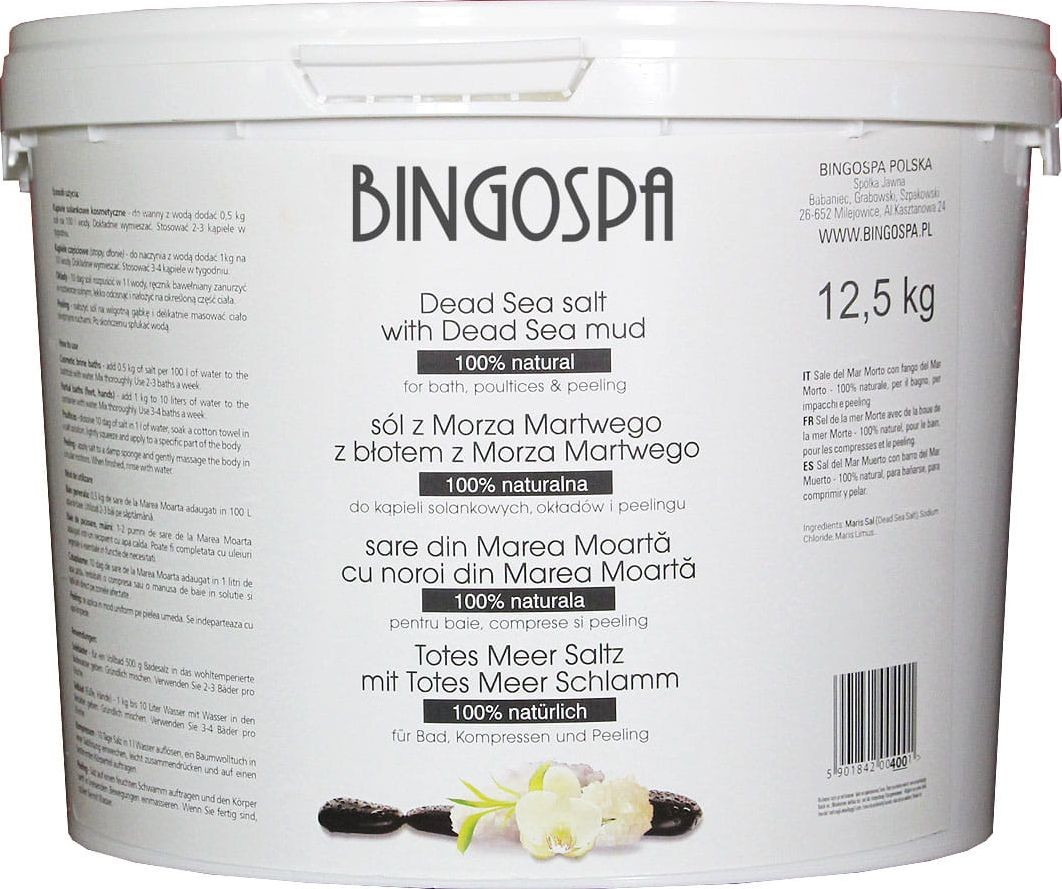 BingoSpa Sól do kąpieli Naturalna z Morza Martwego z błotem z Morza Martwego 12.5kg 400