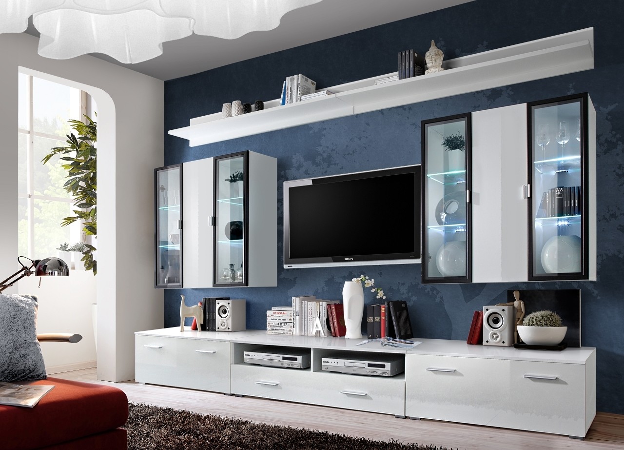 MEBLOŚCIANKA ICELAND BIAŁY MAT/BIAŁY POŁYSK + LED 20 WS IC