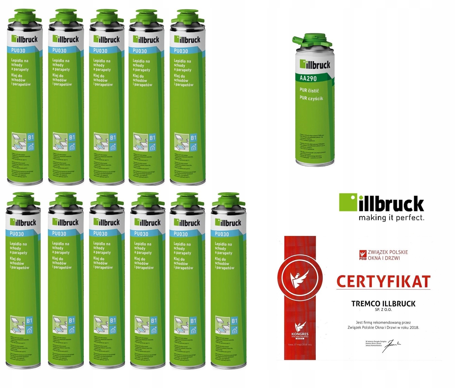 Klej do schodów illbruck PU030 750ml 11szt+czyścik