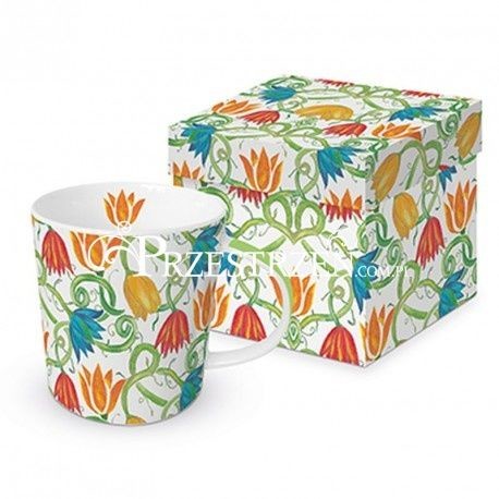 DUŻY KUBEK PORCELANOWY - Weneckie Kwiaty - w PUDEŁKU 603615