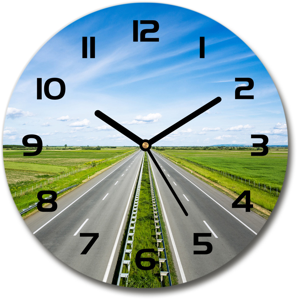 Zegar szklany okrągły Autostrada