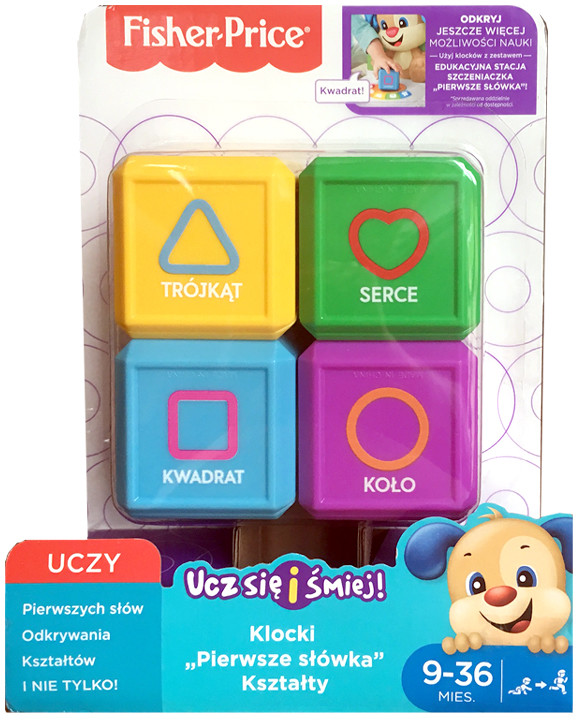 Fisher Price Ucz się i śmiej Zestaw 4 klocków Pierwsze słówka Kształty FJP05