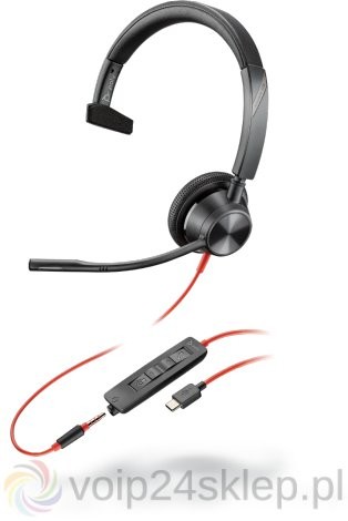 Фото - Навушники Poly Blackwire 3315, BW3315-M, MICROSOFT TEAMS CERTIFIED, USB-C, MONO USB & 