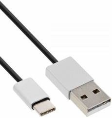 InLine USB 2.0 kabel, typ C A na wtyczka/aluminiowa, elastyczna, czarna, czarny 0.5 m 35836