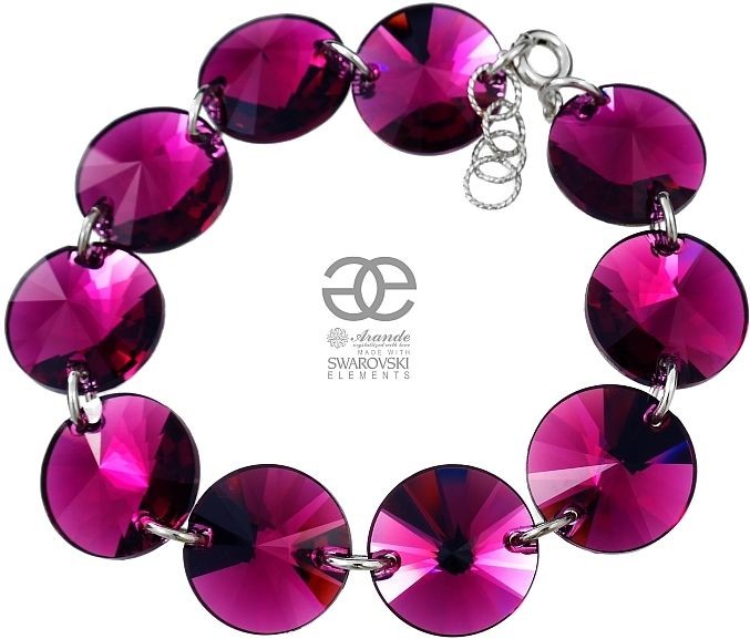 Swarovski Arande Elegancka Bransoletka FUCHSIA SREBRO 4530608821