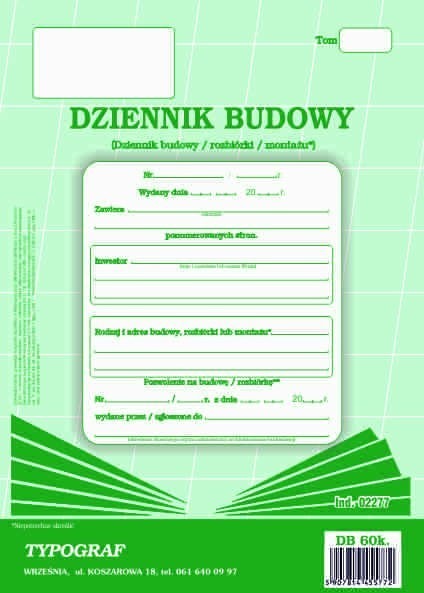Typograf Druk Dziennik Budowy A4 60k offsetowy
