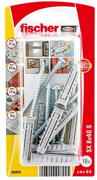 Fischer Kołki rozporowe z wkrętami SX 8 x 40 mm 10 szt. 90894