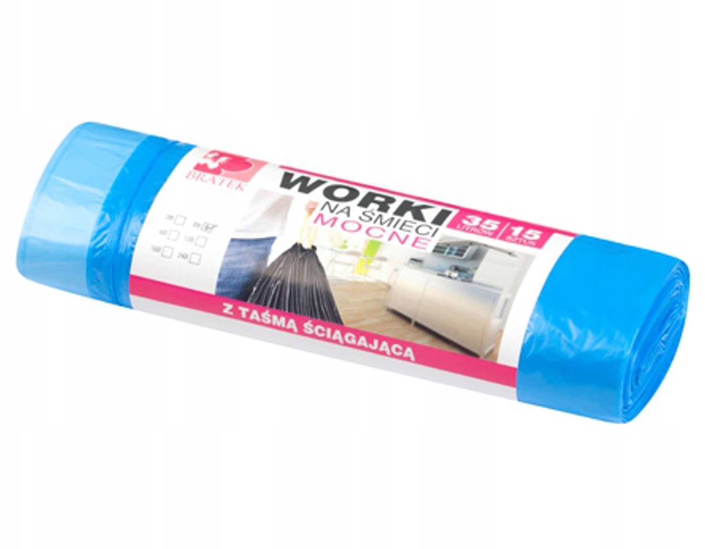 Worki Na Śmieci Z Taśmą 35 Litrów 15 Sztuk Hdpe