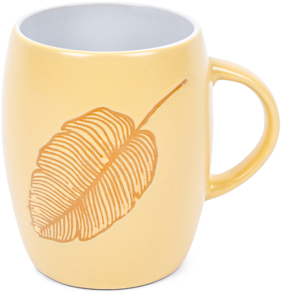 Kubek ceramiczny z dekorem Leaf, żółty