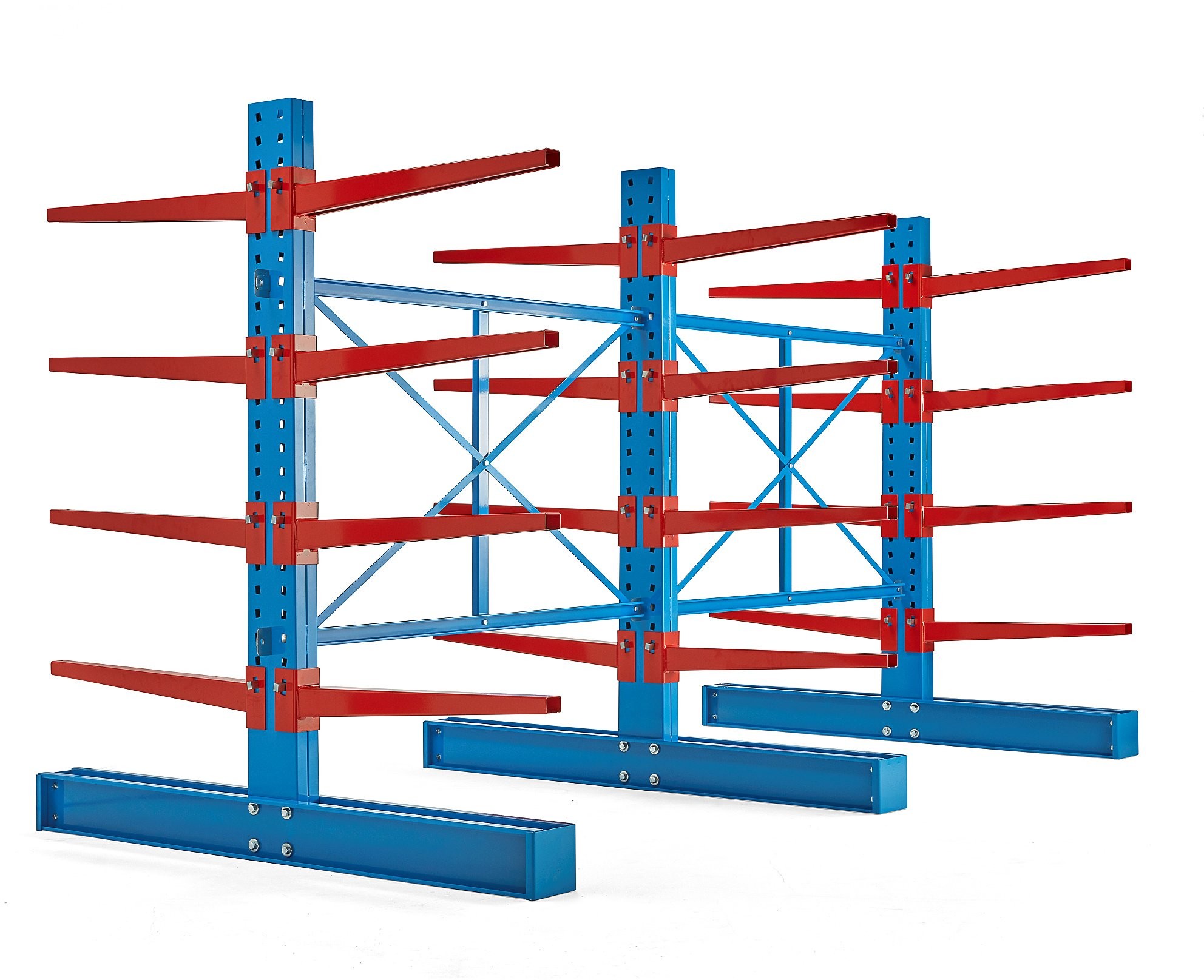 AJ Produkty Regał wspornikowy EXPAND, 3 filary podwójne, 24 ramiona 1000 mm, 12000 kg