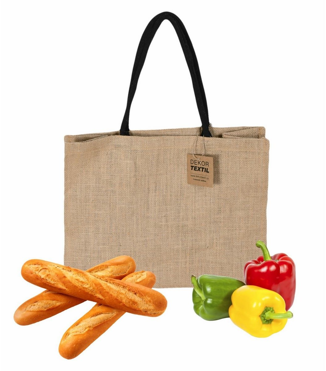 Torba jutowa Natural black - mała, 40 x 32 x 18 cm