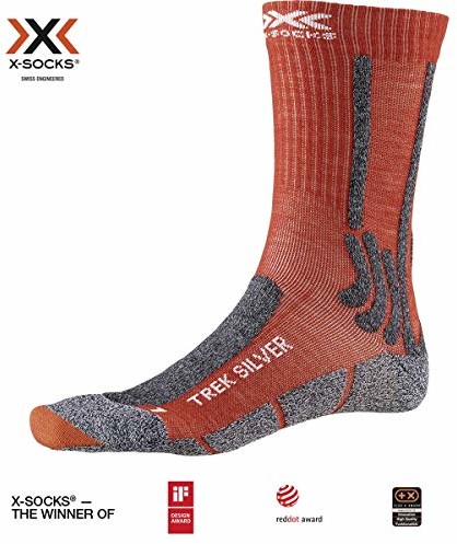 X-Socks Trek Silver Socks skarpety, czerwony, 42-44