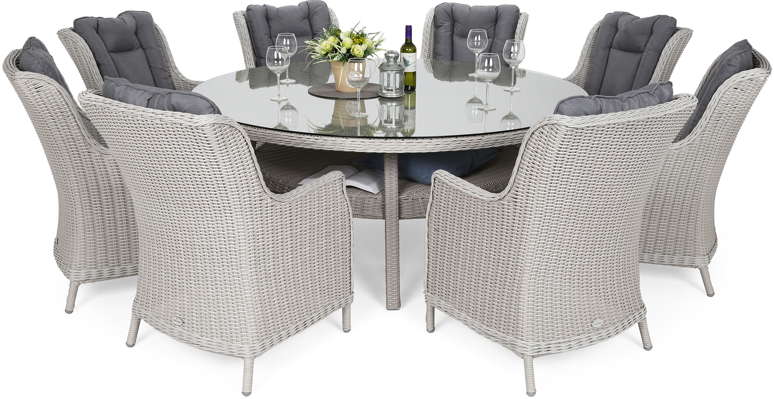 HOME & GARDEN Meble ogrodowe technorattanowe Bristol Round Elegant 180 cm White / Grey 8+1 190477