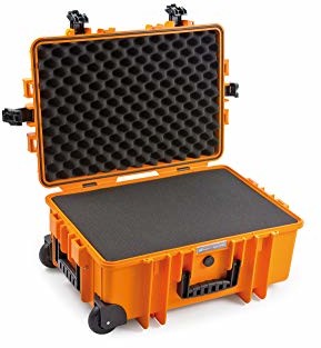 B&W International GmbH B&W Outdoor Case twarda walizka typu 6700 z pianki (twarda obudowa, IP67, SI pianka w kształcie kostki, wodoszczelna, wymiary wewnętrzne 61 x 43 x 26,5 cm, pomarańczowa)