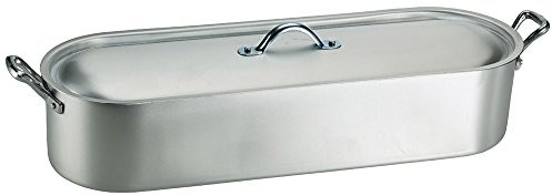 Agnelli pentole agnelli ryb kocioł na z koronki, pokrywka i grill, z 2 uchwytami, bltf-aluminium, matowa, typ ekonomicznych, srebrny, szary, 45 cm FAMA1845