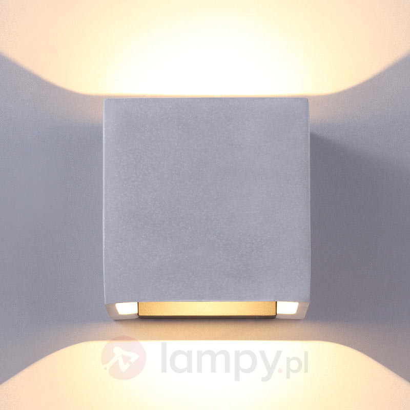 LAMPENWELT.COM Betonowy szary kinkiet zewnętrzny LED Riak