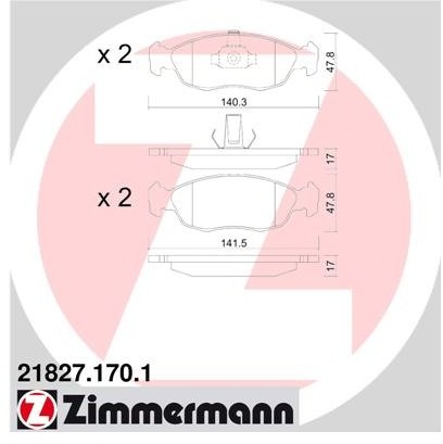 ZIMMERMANN Zestaw klocków hamulcowych, hamulce tarczowe 21827.170.1