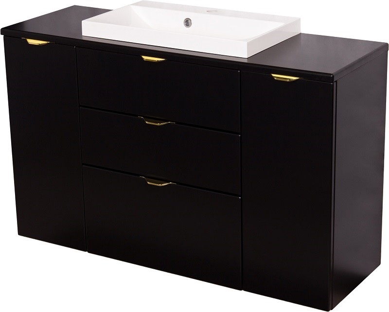 Czarna szafka łazienkowa z umywalką 120/3 cm Liv Victa VIC-C-U120/39/3 + Liv