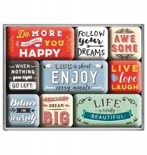 Nostalgic Art Magnesy (9szt) Enjoy Life