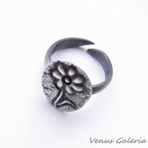 Skagen Pierścionek srebrny - Stokrotka oksydowana 846