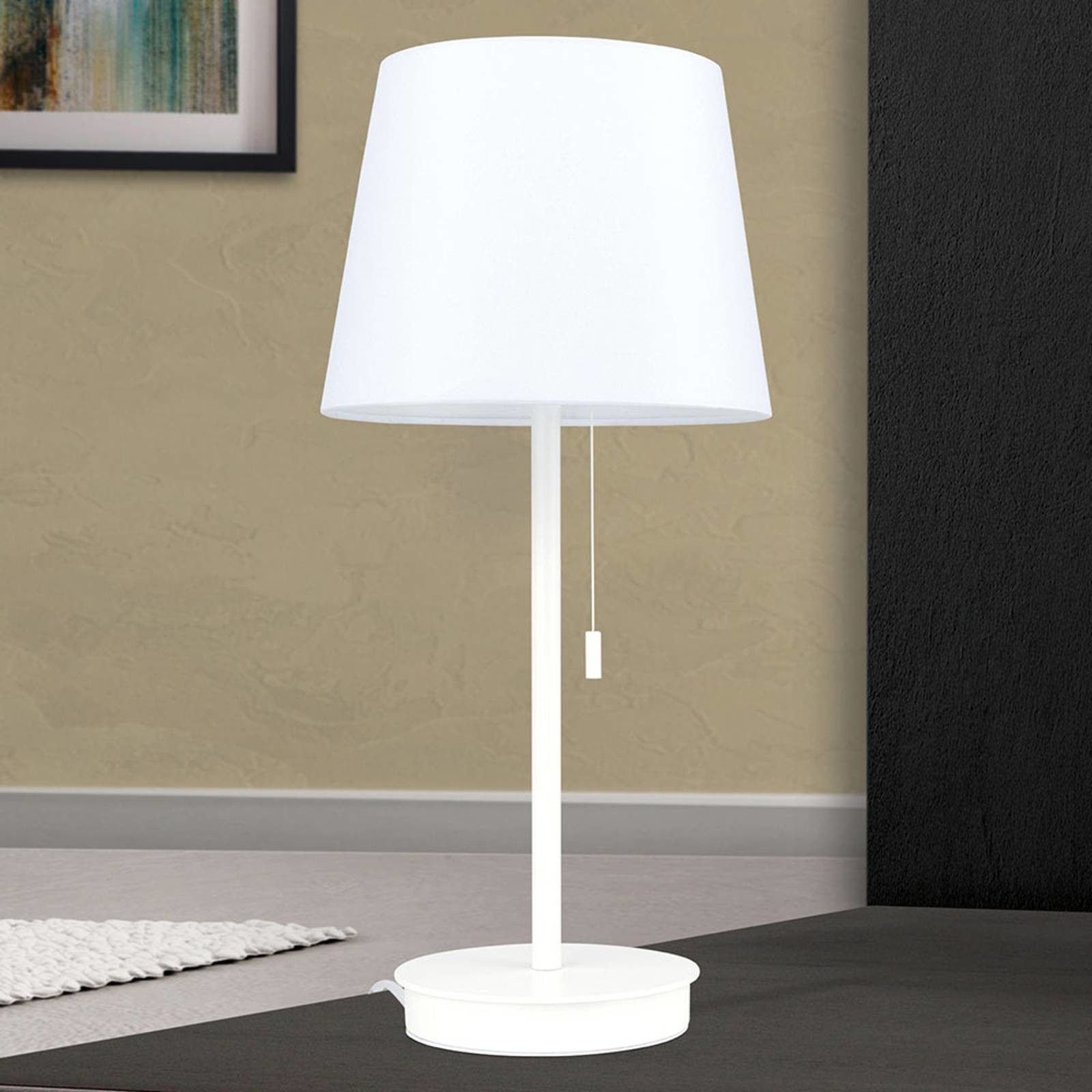 Orion Lampa stołowa Ludwig z portem USB biała