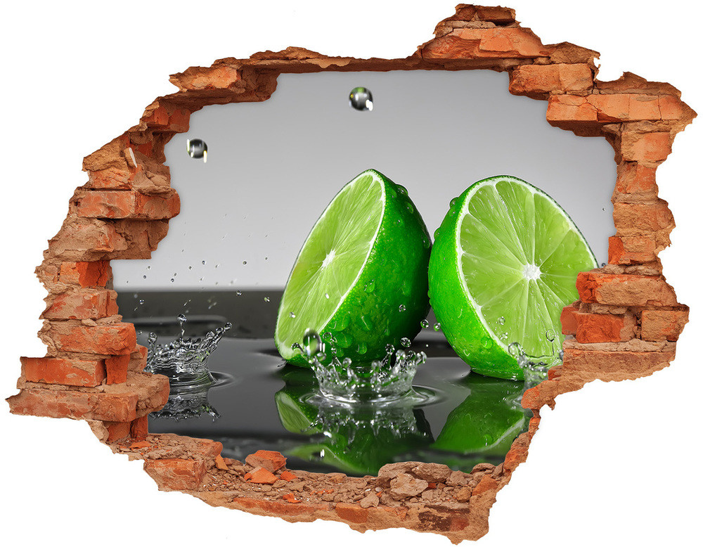 Wallmuralia.pl Naklejka 3D dziura na ścianę Limonka w wodzie