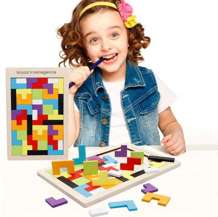 Drewniane Puzzle Układanka Gra Logiczna Montessori