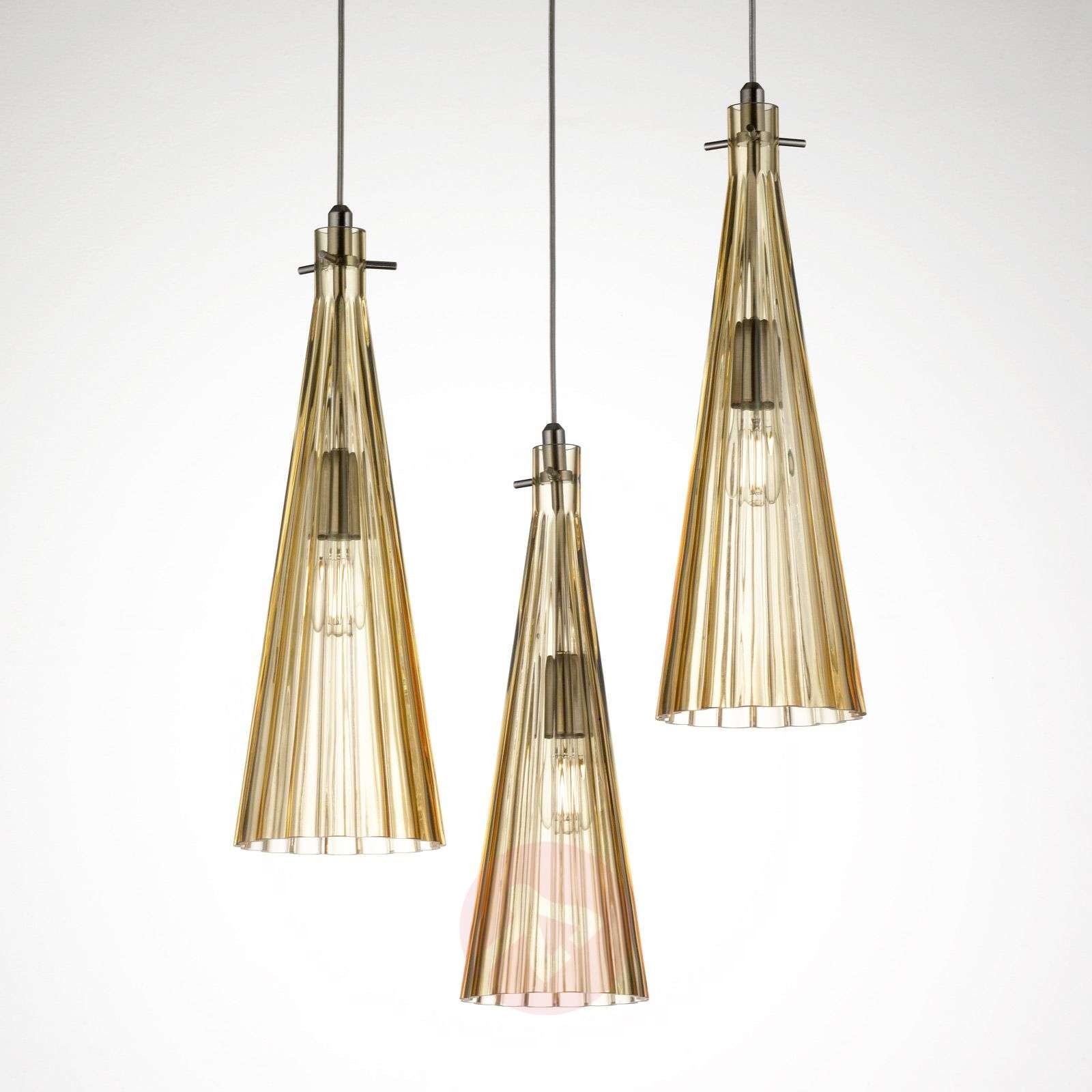 Selene Lampa wisząca Costa Rica, 3-punktowa, bursztynowa