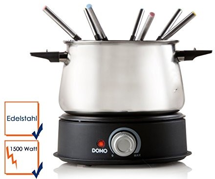 Domo Stal nierdzewna dla 8 osób geeinet do fondue z uchwytami i Cool-Touch 1500 Watt DO706F