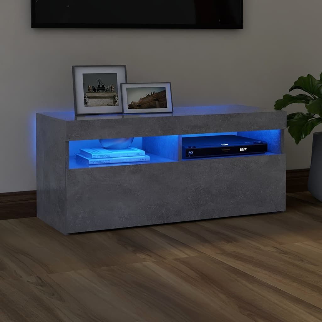 vidaXL Szafka pod TV z oświetleniem LED szarość betonu 90x35x40 cm 804386