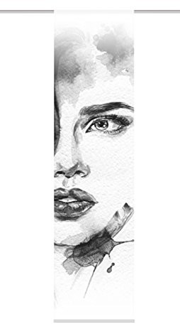 Home Fashion Home fashion 87889  703 zasłona przesuwna druk cyfrowy Face Right, materiał dekoracyjny wygląd jedwabiu, 245 x 60 cm, szary 87889-703