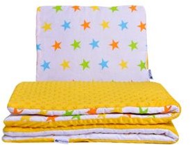 Kołderka Kołderka 75x100 cm + poduszka 30x40 cm Stars kolorowe + żółte minky 5903031425246