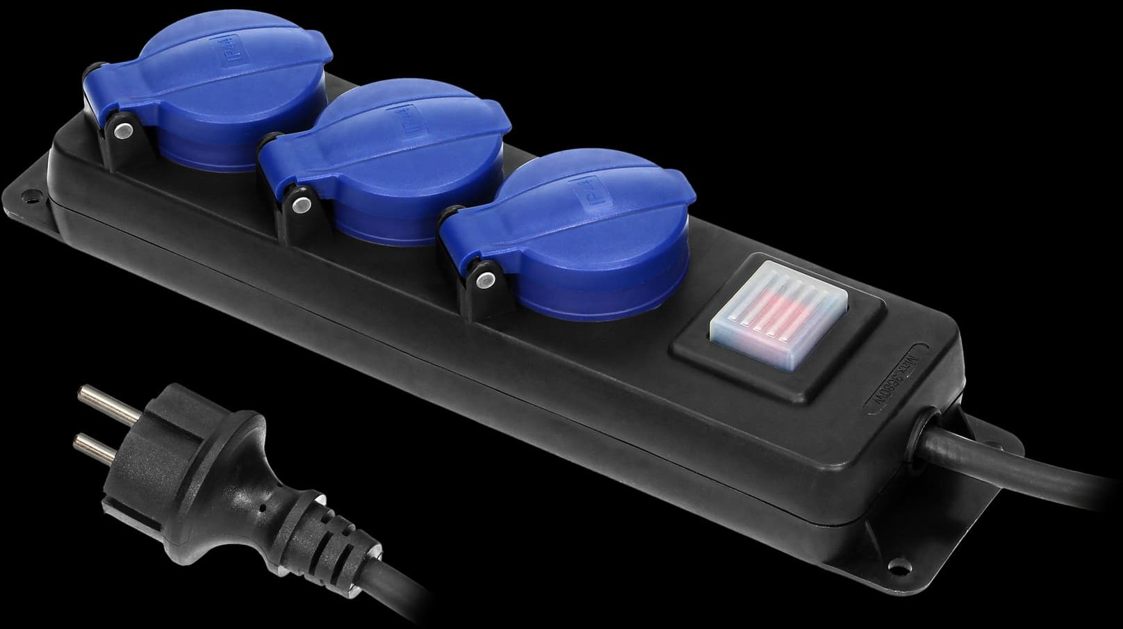 Orno Przedłużacz warsztatowy bryzgoszczelny z wyłącznikiem IP44 3 gniazda 2P+Z Schuko) IP44 przewód gumowy H05RR-F 3x1,5mm$4 długość 5m OR-AE-13192(GS)/5M